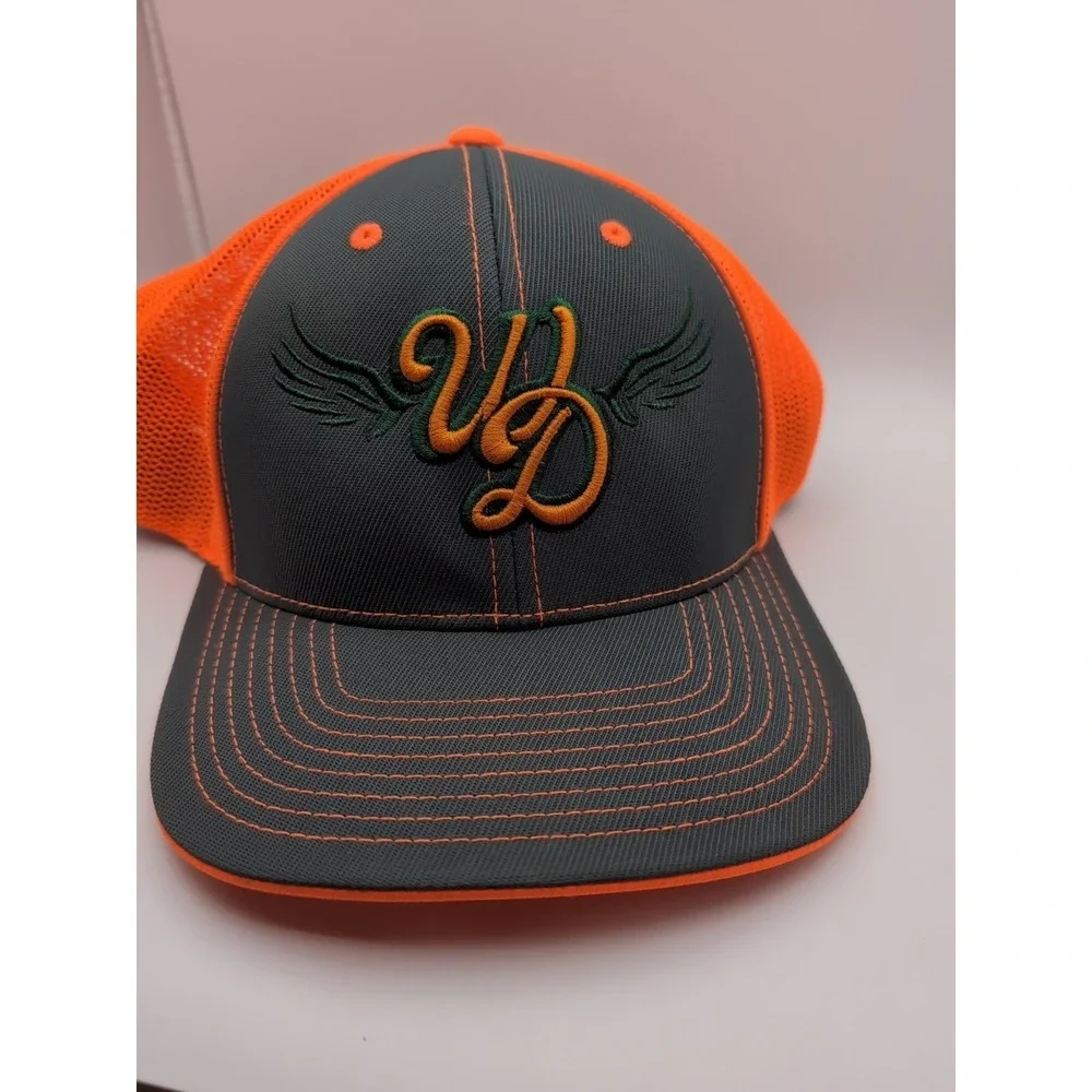 PACIFIC HEADWEAR Fitted‎ Trucker Hat Men's L/XL Orange Grey Cap Pro Model